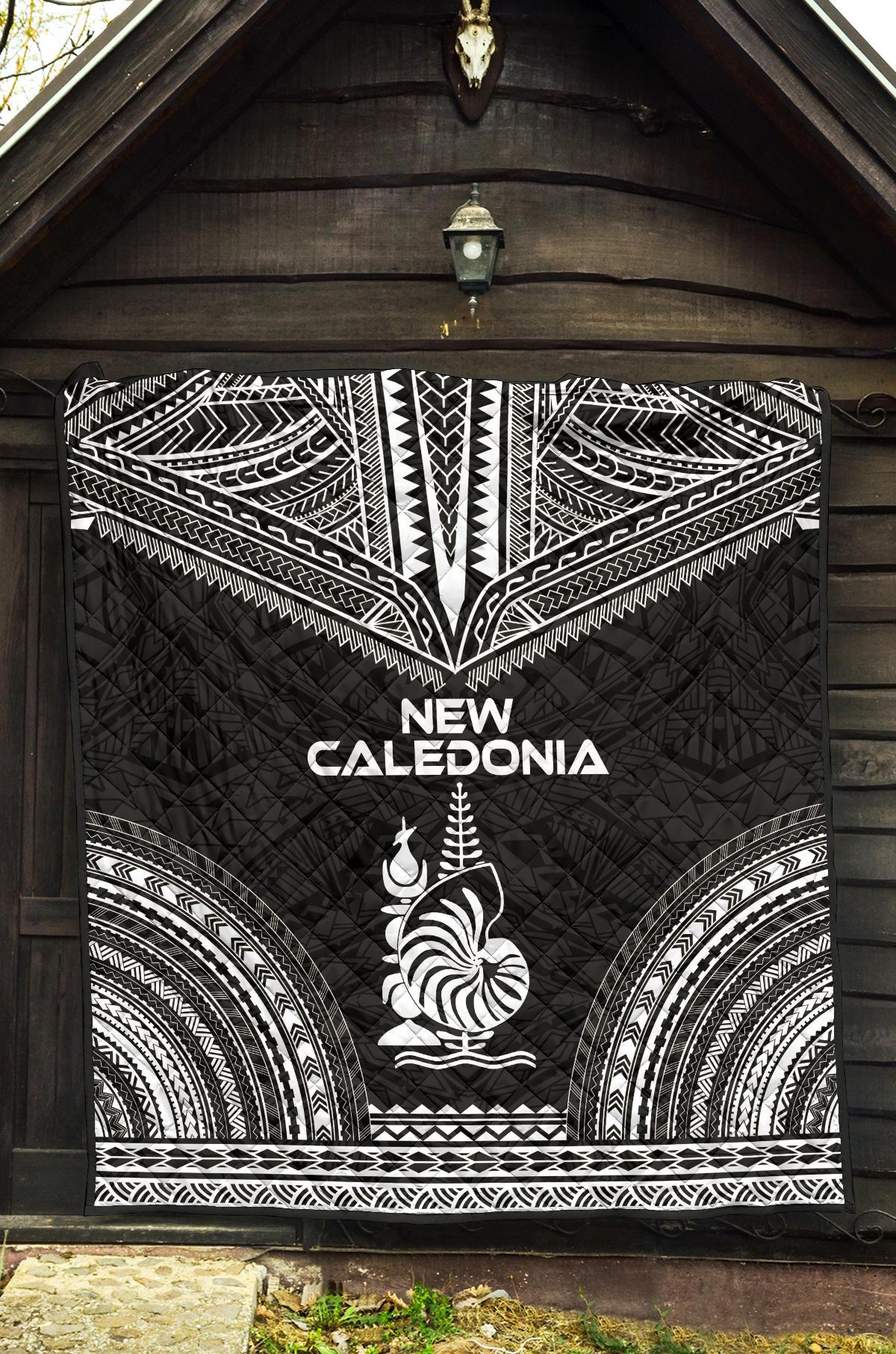 New Caledonia Premium Quilt - New Caledonia Coat Of Arms Polynesian Chief Black Version - Polynesian Pride