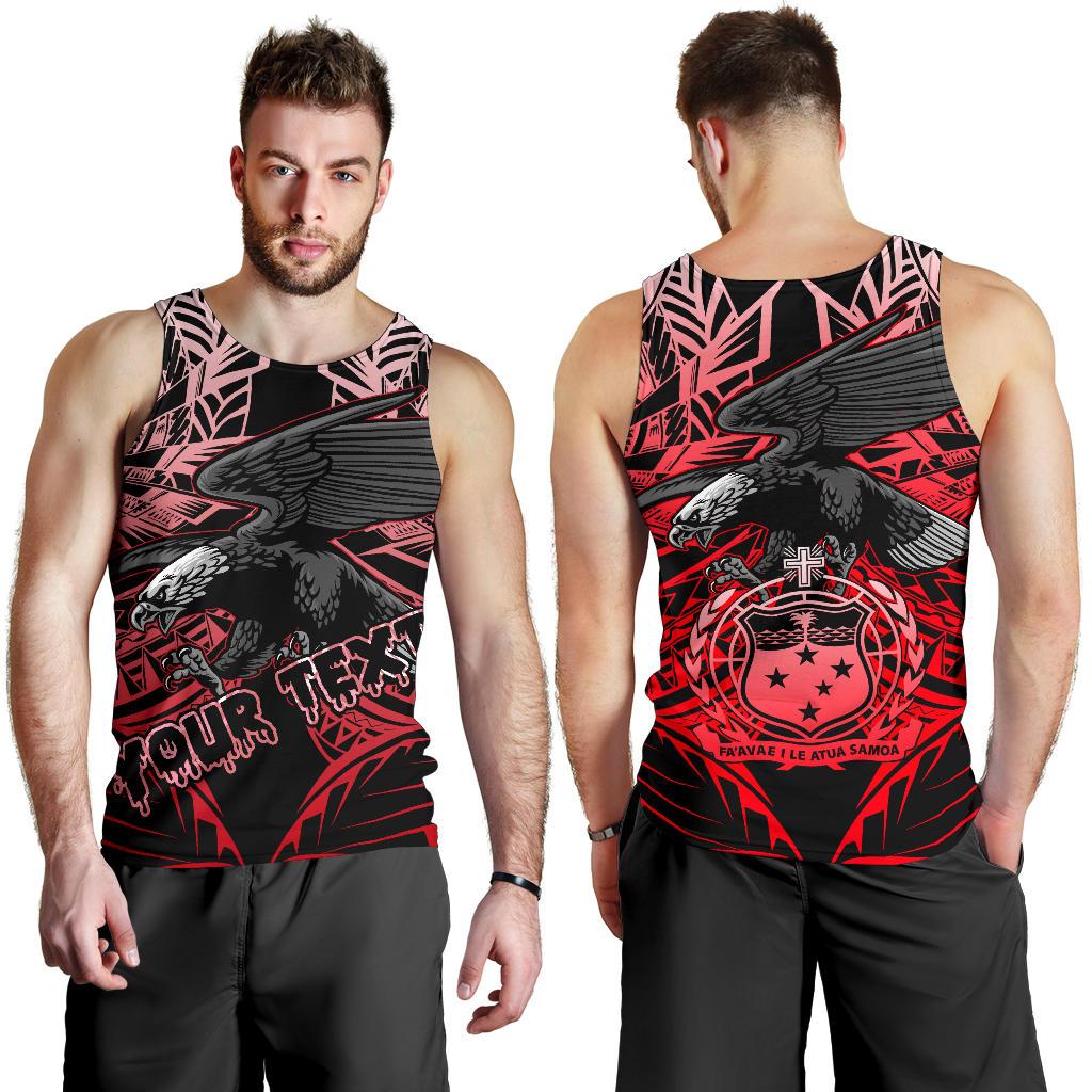 Samoa Polynesian Custom Personalised Men's Tank Top - Eagle Tribal Pattern Red Red - Polynesian Pride