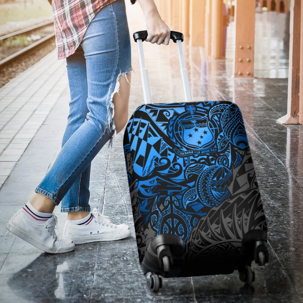 Samoa Polynesian Luggage Covers - Blue Turtle Flowing - Polynesian Pride