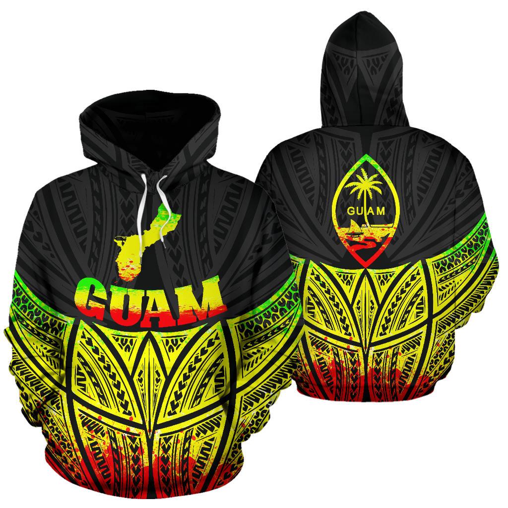 Guam Polynesian Hoodie Reggae Pride Map nd Seal Unisex Reggae - Polynesian Pride