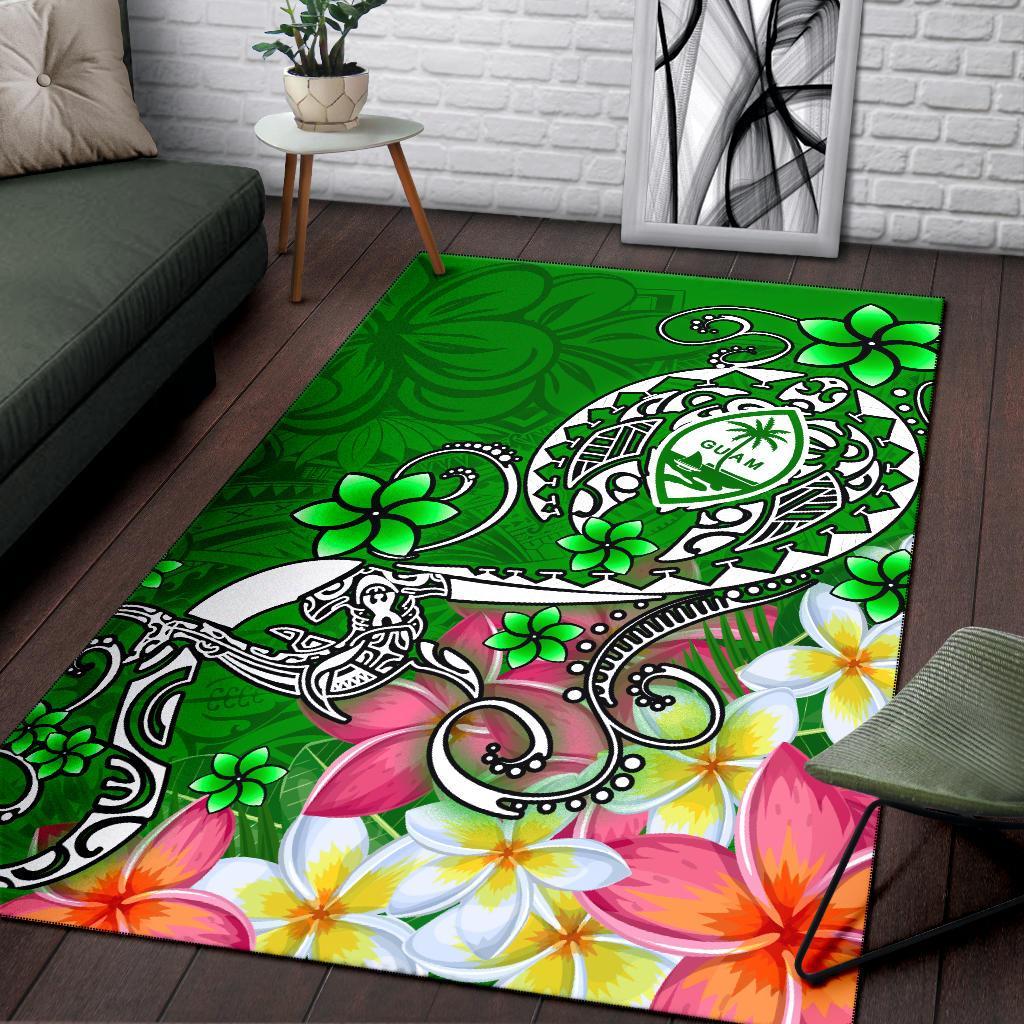 Guam Area Rug - Turtle Plumeria (Green) - Polynesian Pride