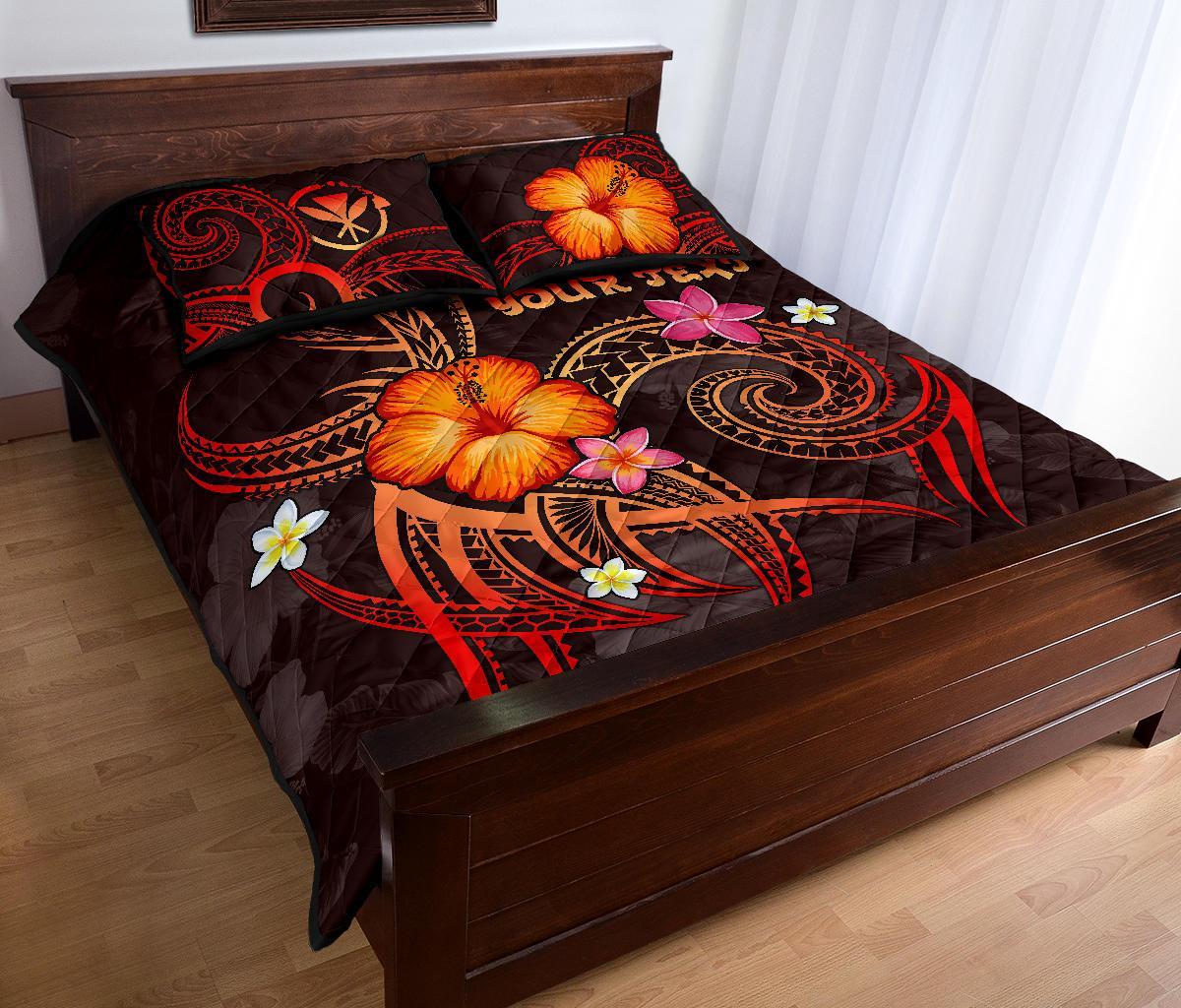 Polynesian Hawaii Personalised Quilt Bed Set - Legend of Kanaka Maoli (Red) - Polynesian Pride