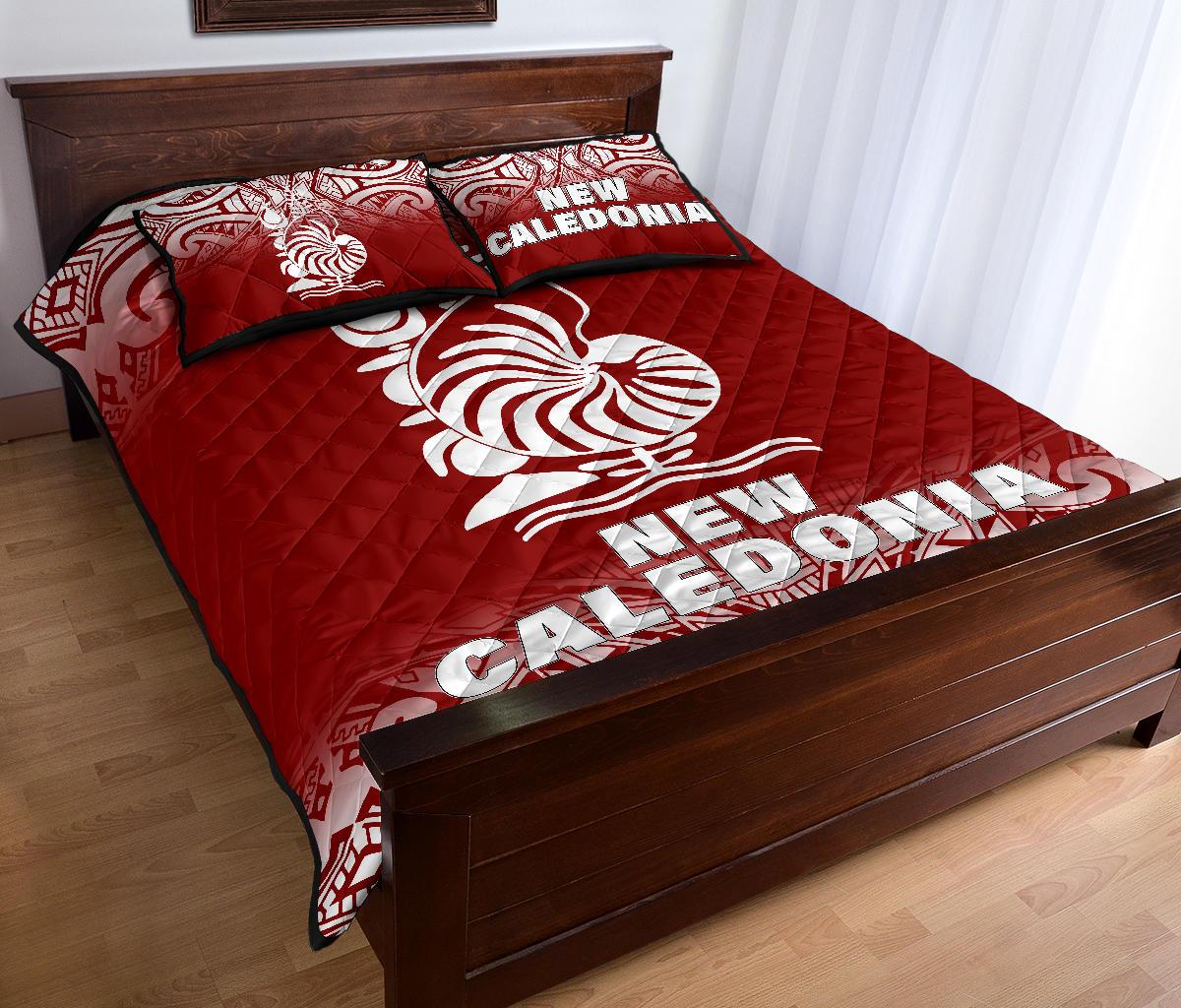 New Caledonia Quilt Bed Set - New Caledonia Coat Of Arms Polynesian Tattoo Red Fog Style - Polynesian Pride