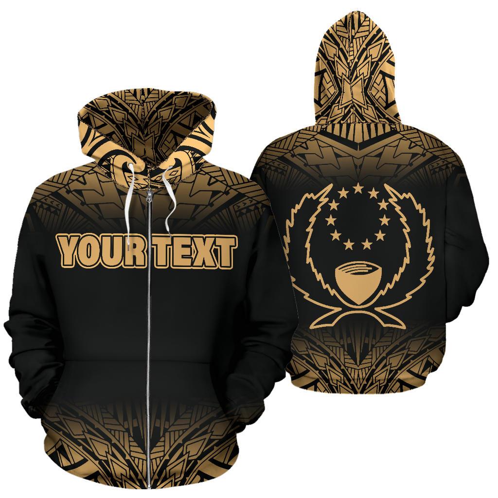 Pohnpei All Over Custom Zip up Hoodie Micronesian Gold Fog Unisex Gold - Polynesian Pride