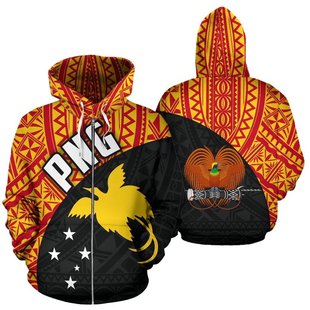 Papua New Guinea Polynesian Zip up Hoodie Rugby Unisex Black - Polynesian Pride
