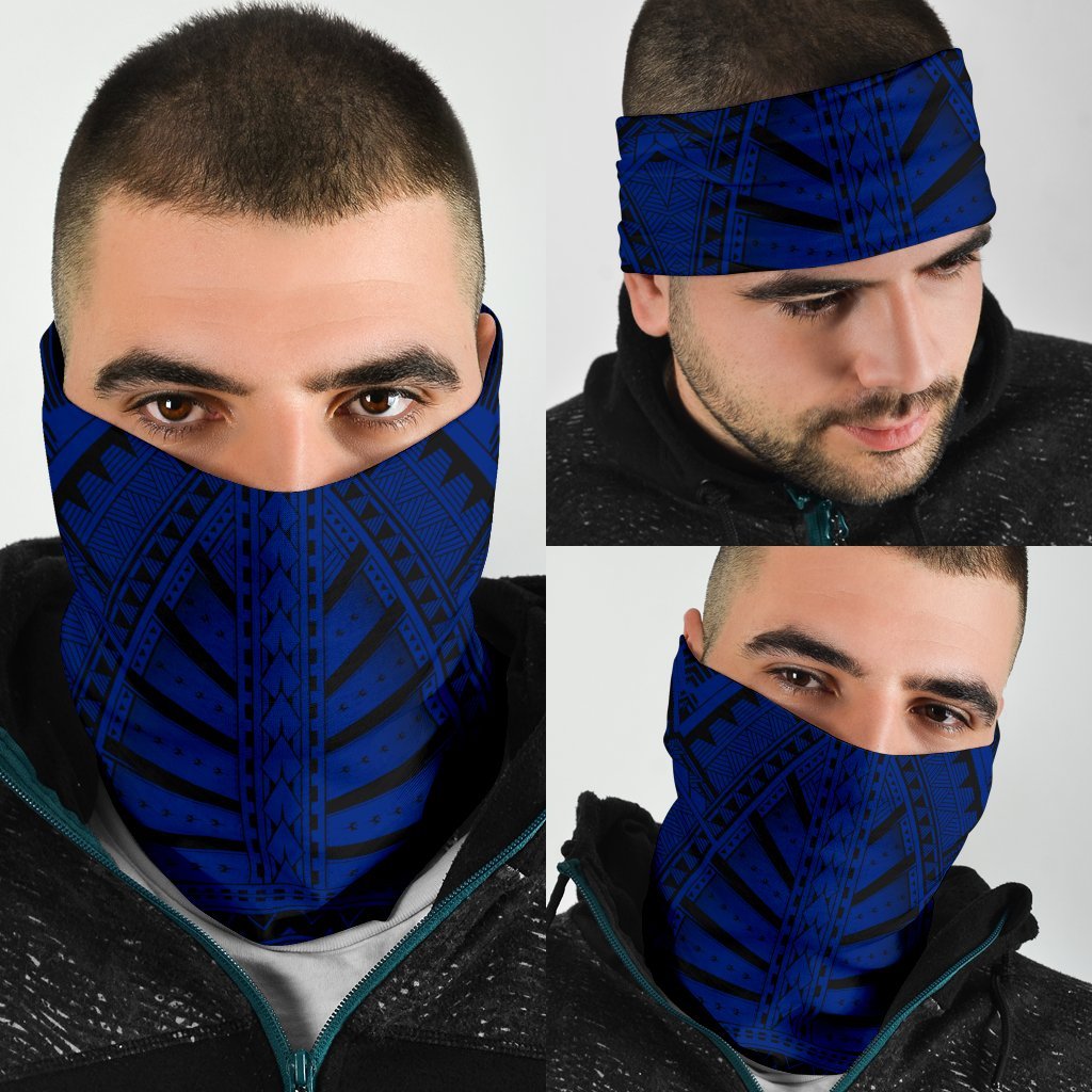 Polynesian Hard Tatau Blue Unisex Bandana - Polynesian Pride