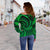 New Zealand Maori Mangopare Women Off Shoulder Sweater Polynesian - Green - Polynesian Pride