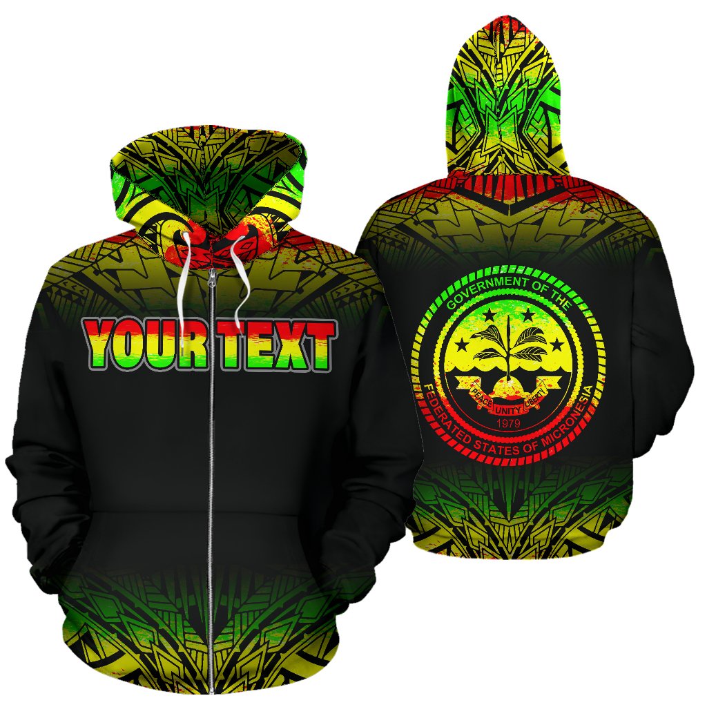 FSM All Over Custom Zip up Hoodie Micronesian Reggae Fog Unisex Reggae - Polynesian Pride