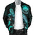 Federated States of Micronesia Polynesian Men's Bomber Jacket - Turtle With Blooming Hibiscus Turquoise - Polynesian Pride