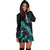 Palau Polynesian Hoodie Dress - Turtle With Blooming Hibiscus Turquoise - Polynesian Pride