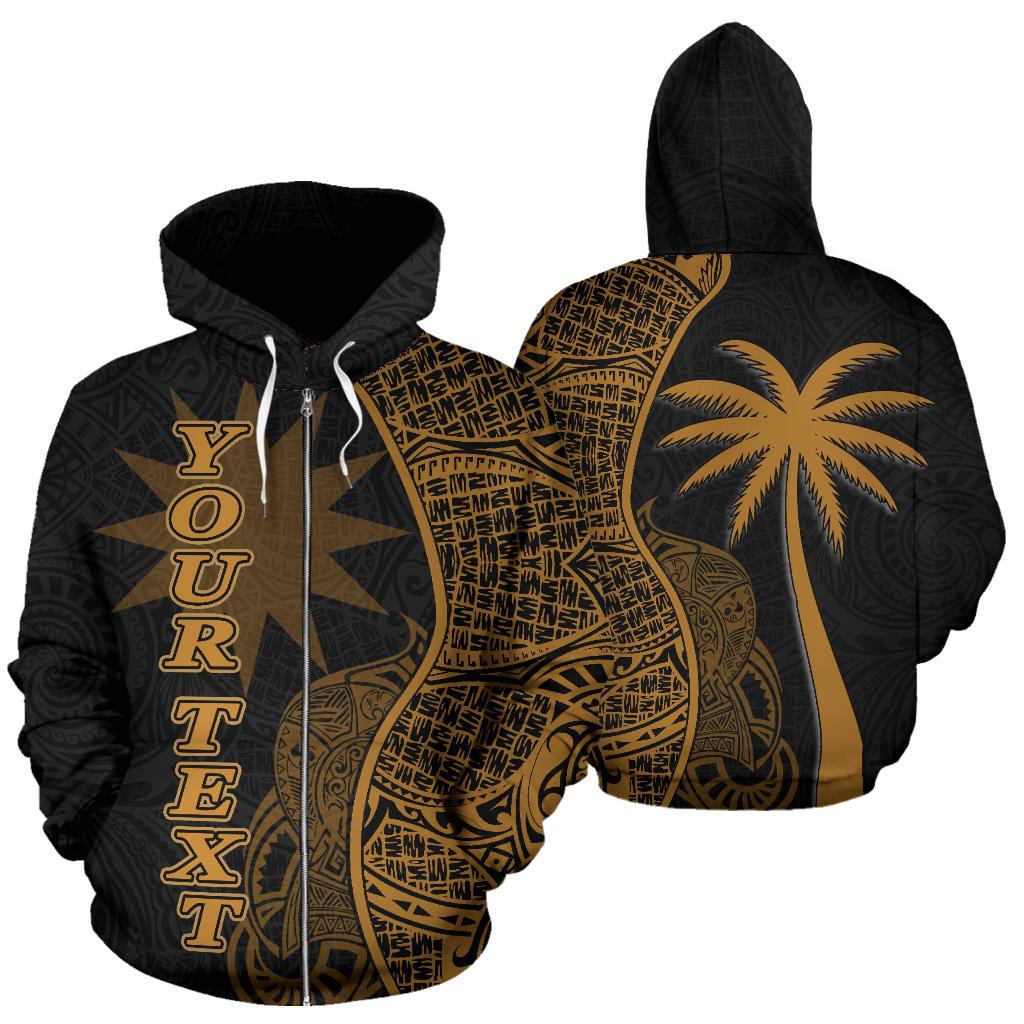 Nauru Polynesian Custom Zip up Hoodie Coconut Gold Unisex Gold - Polynesian Pride