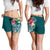 Papua New Guinea Polynesian Women's Shorts - Summer Plumeria (Turquoise) - Polynesian Pride