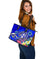 Tonga Large Leather Tote Bag - Turtle Plumeria (Blue) - Polynesian Pride