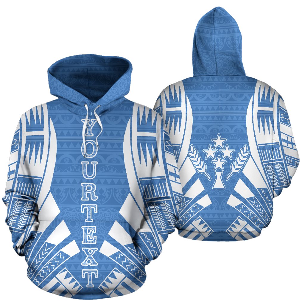 Kosrae All Over Custom Hoodie Blue Flag Tattoo Style Unisex Blue - Polynesian Pride