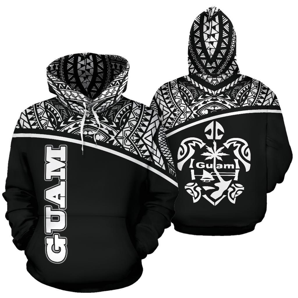 Guam All Over Hoodie Micronesia Curve Black Style Unisex Black - Polynesian Pride