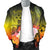 Kosrae Men's Bomber Jacket - Humpback Whale with Tropical Flowers (Yellow) - Polynesian Pride