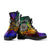 American Samoa Custom Personalised Leather Boots - Rainbow Polynesian Pattern - Polynesian Pride