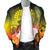 Tahiti Custom Personalised Men's Bomber Jacket - Humpback Whale with Tropical Flowers (Yellow) - Polynesian Pride