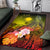 Marshall Islands Custom Personalised Area Rug - Humpback Whale with Tropical Flowers (Yellow) - Polynesian Pride