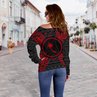 Chuuk Polynesian Shoulder Sweater Map Red - Polynesian Pride