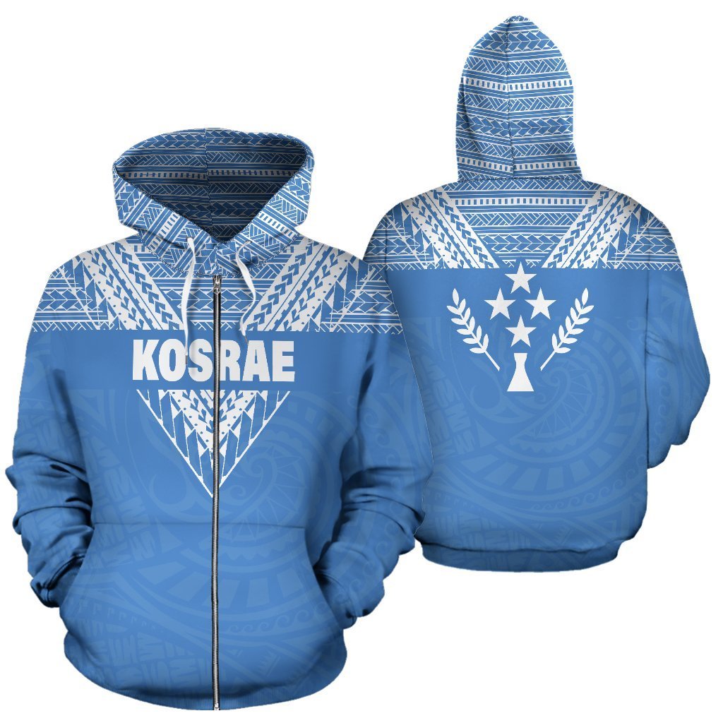 Kosrae All Over Zip up Hoodie Sailor Style Unisex Blue - Polynesian Pride