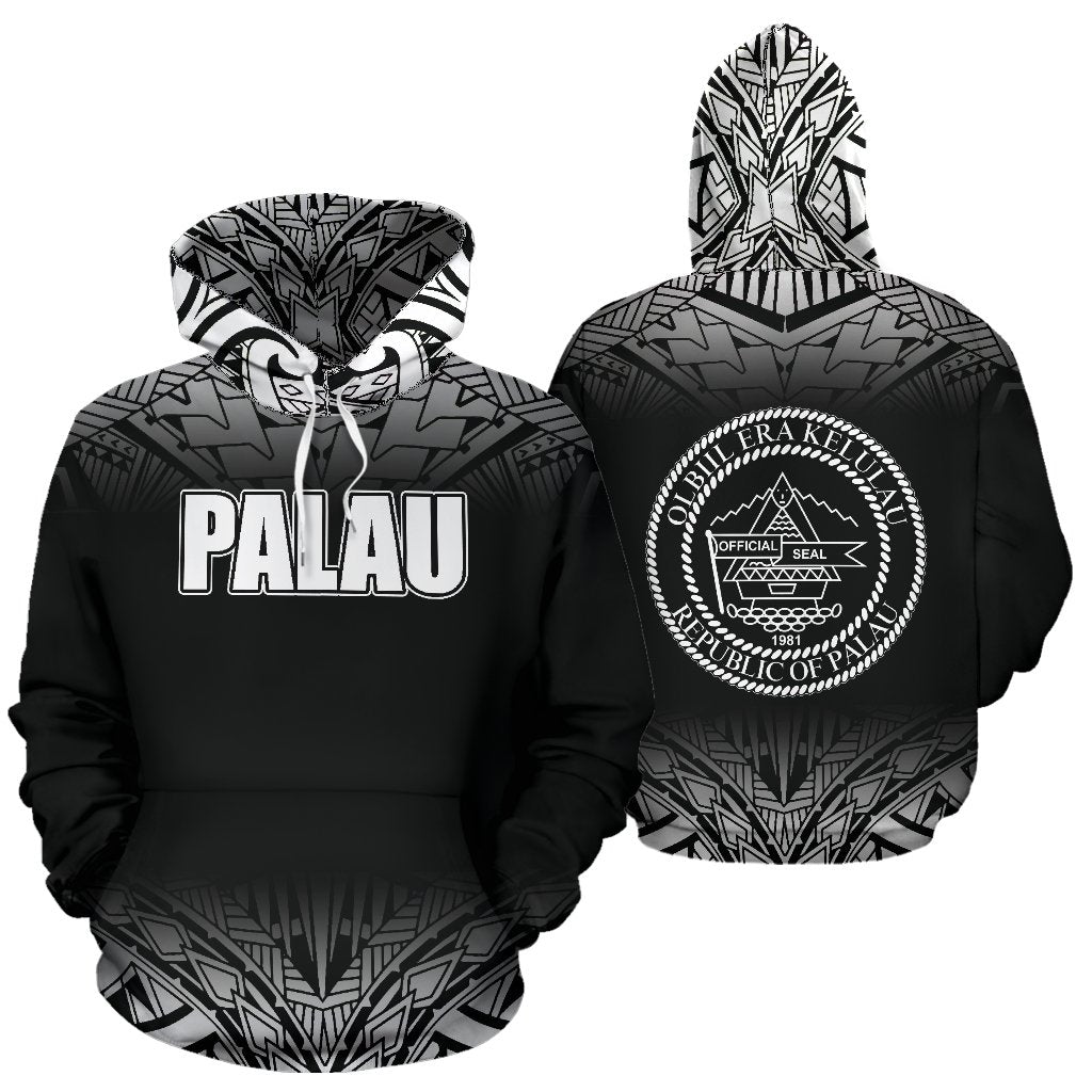 Palau All Over Hoodie Fog Black Style Unisex Black - Polynesian Pride