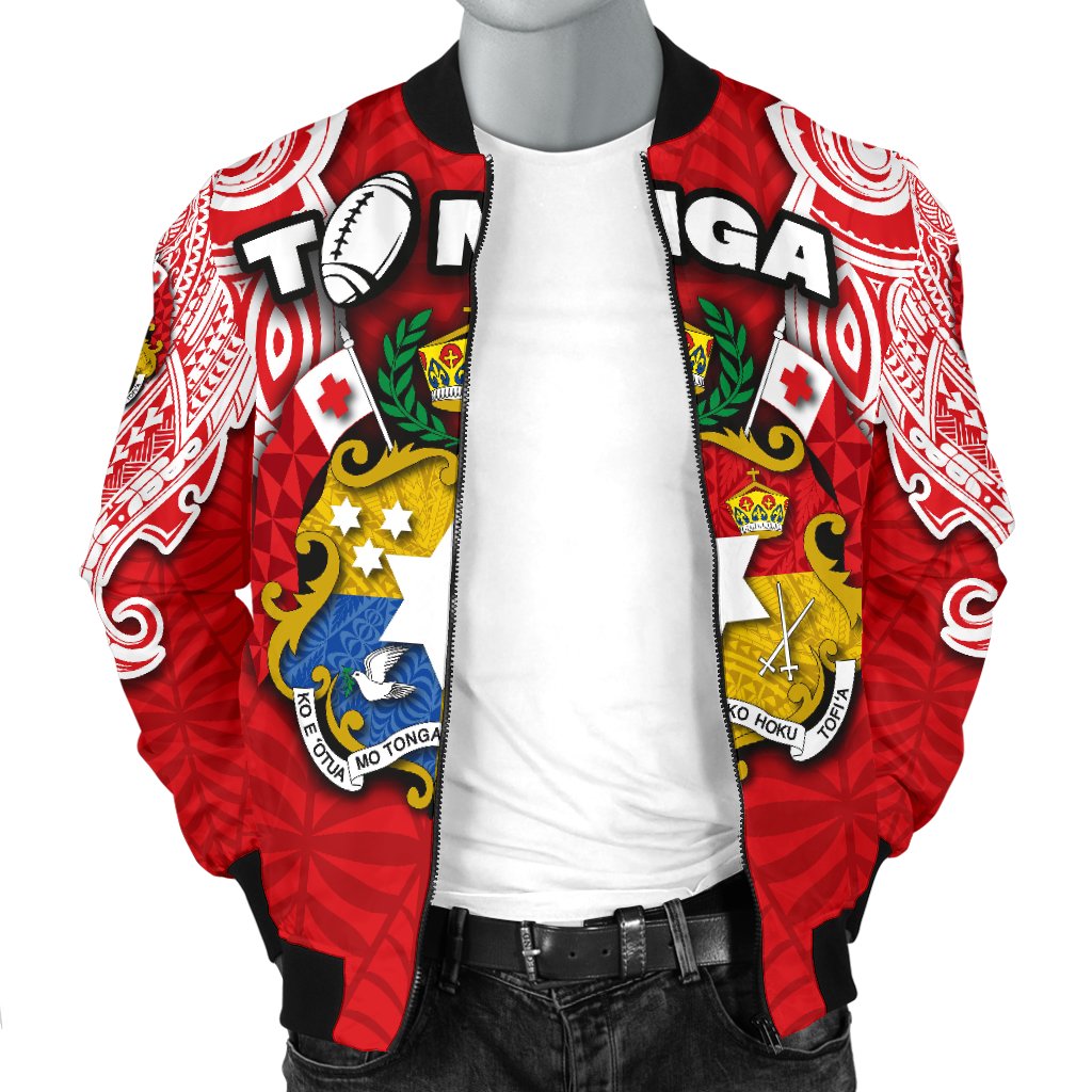 (Custom Personalised) Tonga Rugby Men's Bomber Jacket Royal Style - Polynesian Pride