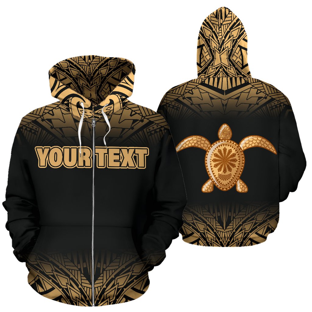 Turtle All Over Custom Zip up Hoodie Polynesian Gold Fog Style Unisex Gold - Polynesian Pride