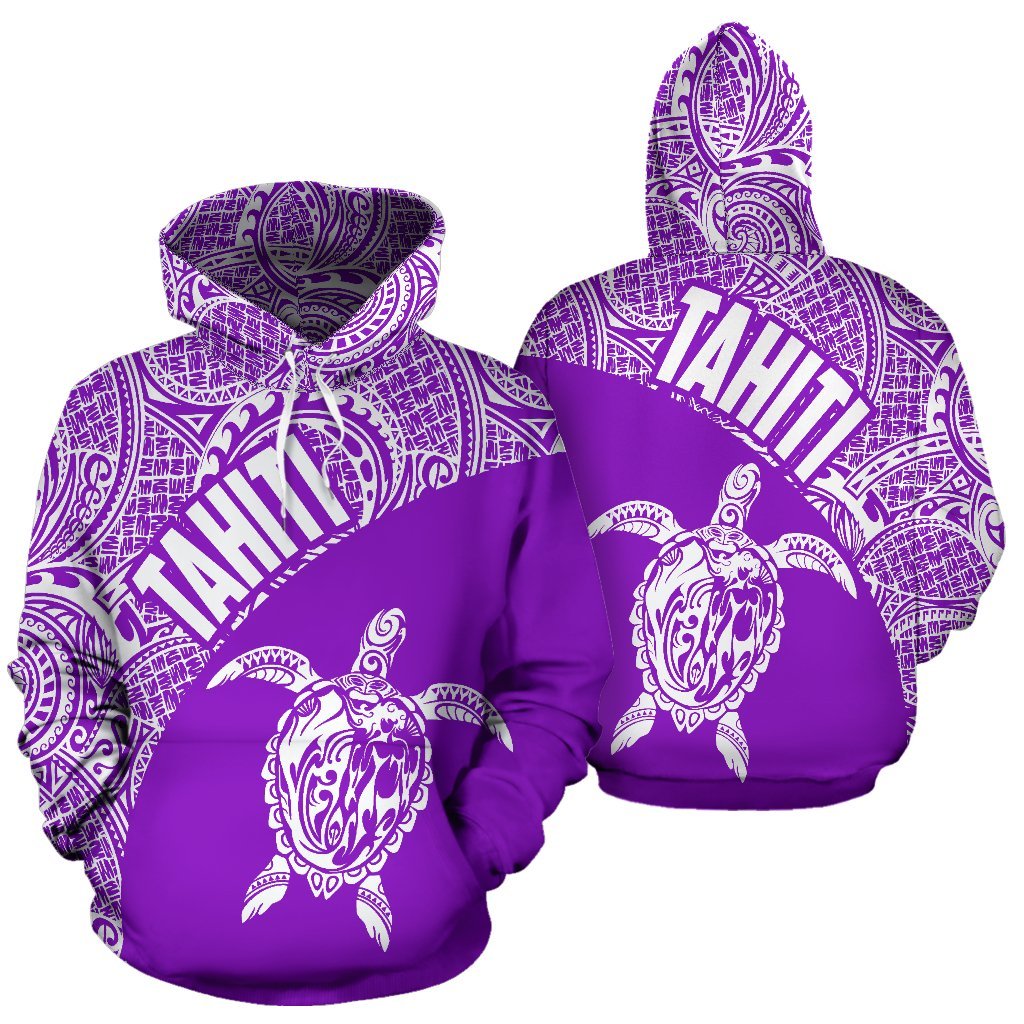 Tahiti Hoodie Tahiti Turtle Mermaid Polynesian Tattoo Blue & White Version Unisex White - Polynesian Pride