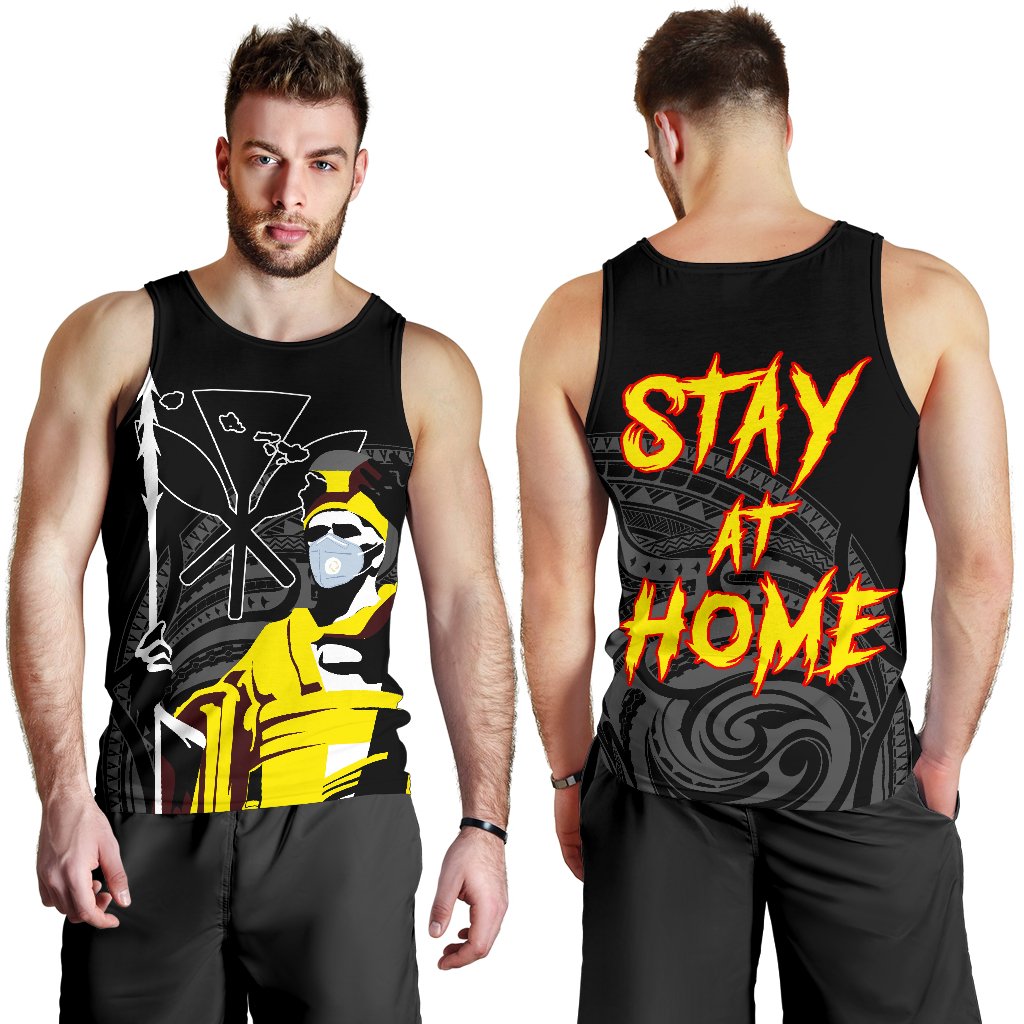 Hawaii Stay At Home King Men's Tank Top Black - Polynesian Pride