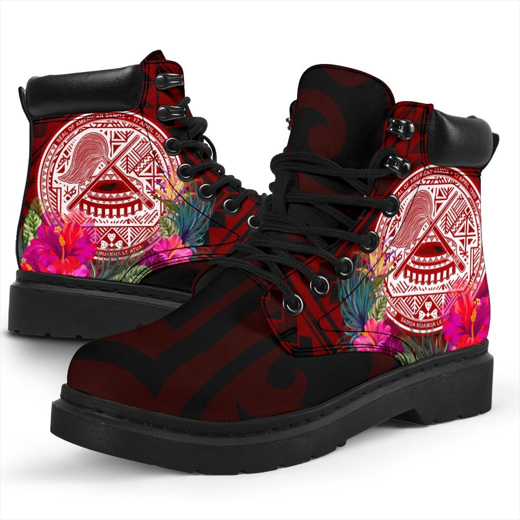 American Samoa All - Season Boots - Coat Of Arm With Polynesian Patterns - Polynesian Pride
