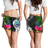 Federated States of Micronesia Women Shorts - Turtle Plumeria Banana Leaf - Polynesian Pride