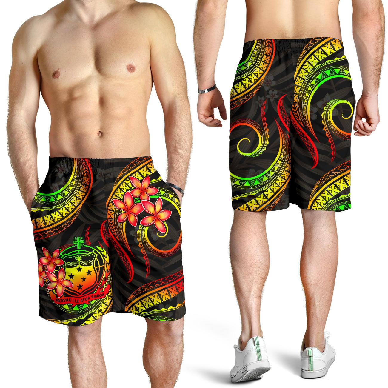 Samoa Polynesian Men Shorts - Reggae Plumeria REGGAE - Polynesian Pride