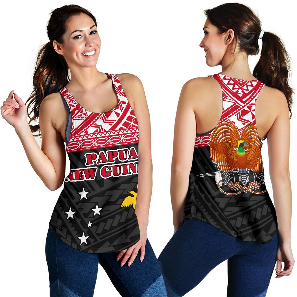 Papua New Guinea Women's Racerback Tank - Polynesian Design Red - Polynesian Pride