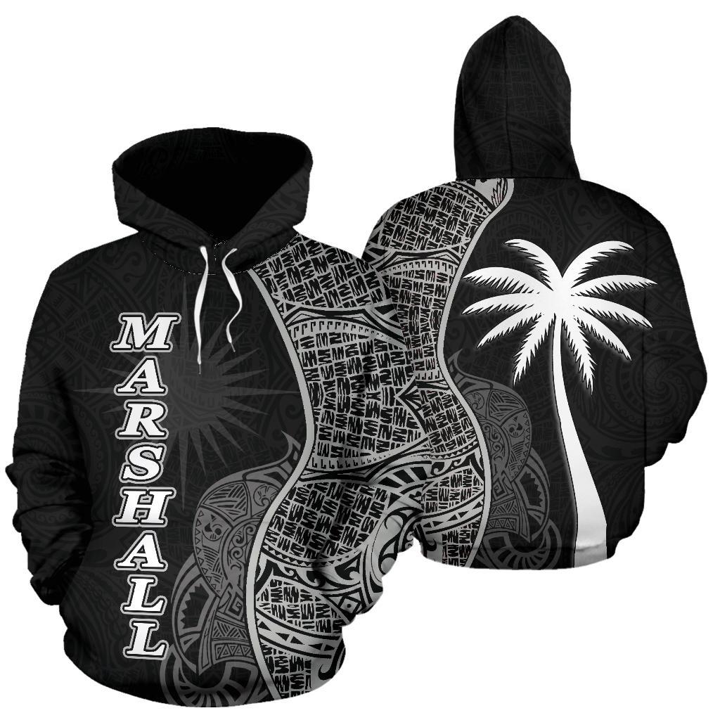 Marshall Islands Polynesian Hoodie Coconut Tree Black Unisex Black - Polynesian Pride