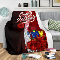 Cook Islands Polynesian Premium Blanket - Coat Of Arm With Hibiscus - Polynesian Pride