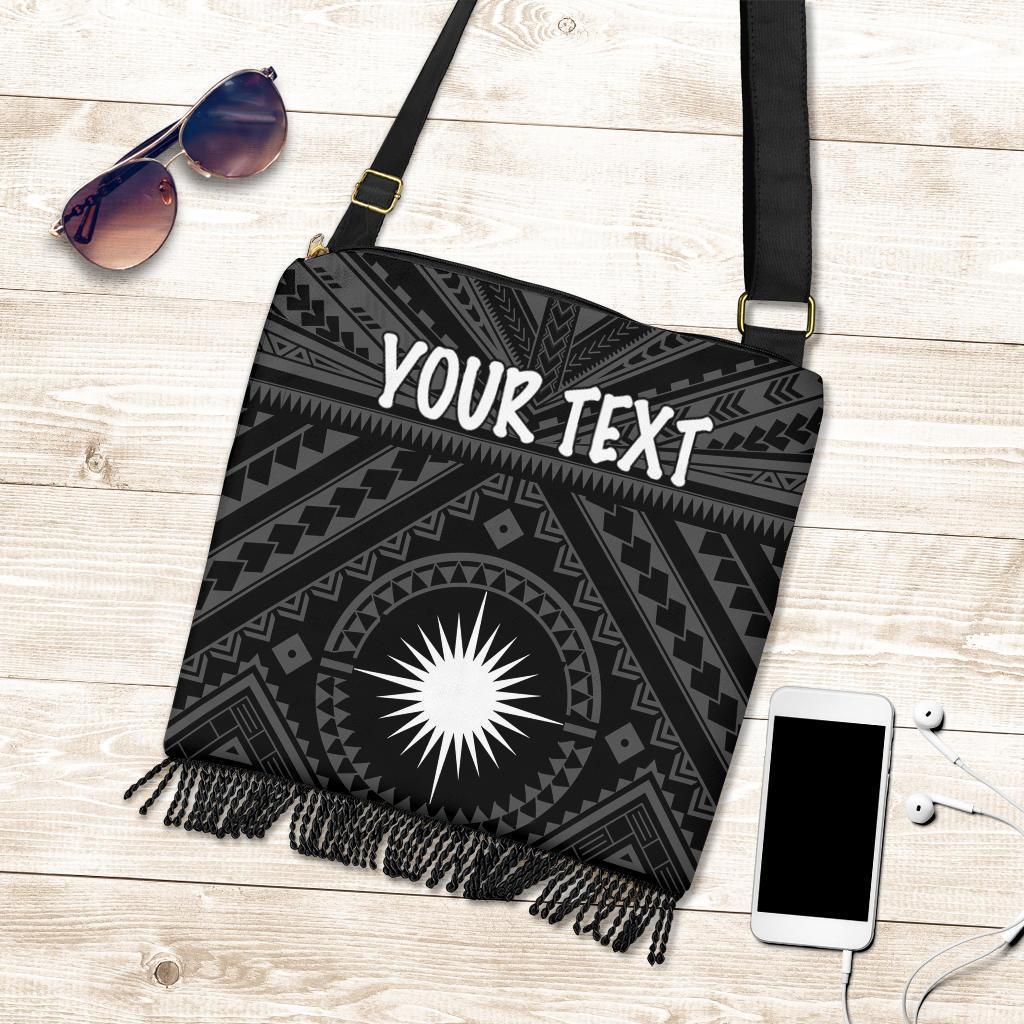 Marshall Personalised Boho Handbag - Marshall Seal With Polynesian Tattoo Style ( Black) One Style One Size Black - Polynesian Pride