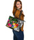 Tonga Large Leather Tote Bag - Turtle Plumeria Banana Leaf - Polynesian Pride