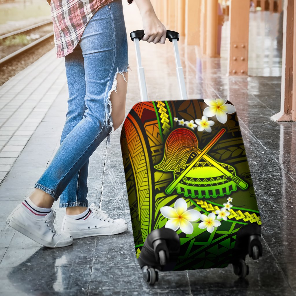 American Samoa Luggage Covers - Seal Of American Samoa With Plumeria Flowers - Polynesian Pride