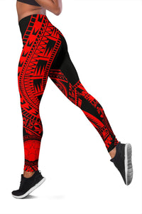 Northern Mariana Islands Women Leggings Polynesian Pattern Red - Polynesian Pride