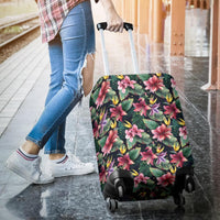 Tropical Flowers Palm And Leaves Luggage Cover - Polynesian Pride