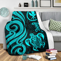 Polynesian Hawaii (Kanaka Maoli) Premium Blanket - Turquoise Tentacle Turtle - Polynesian Pride