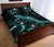 Papua New Guinea Polynesian Quilt Bed Set - Turtle With Blooming Hibiscus Turquoise - Polynesian Pride