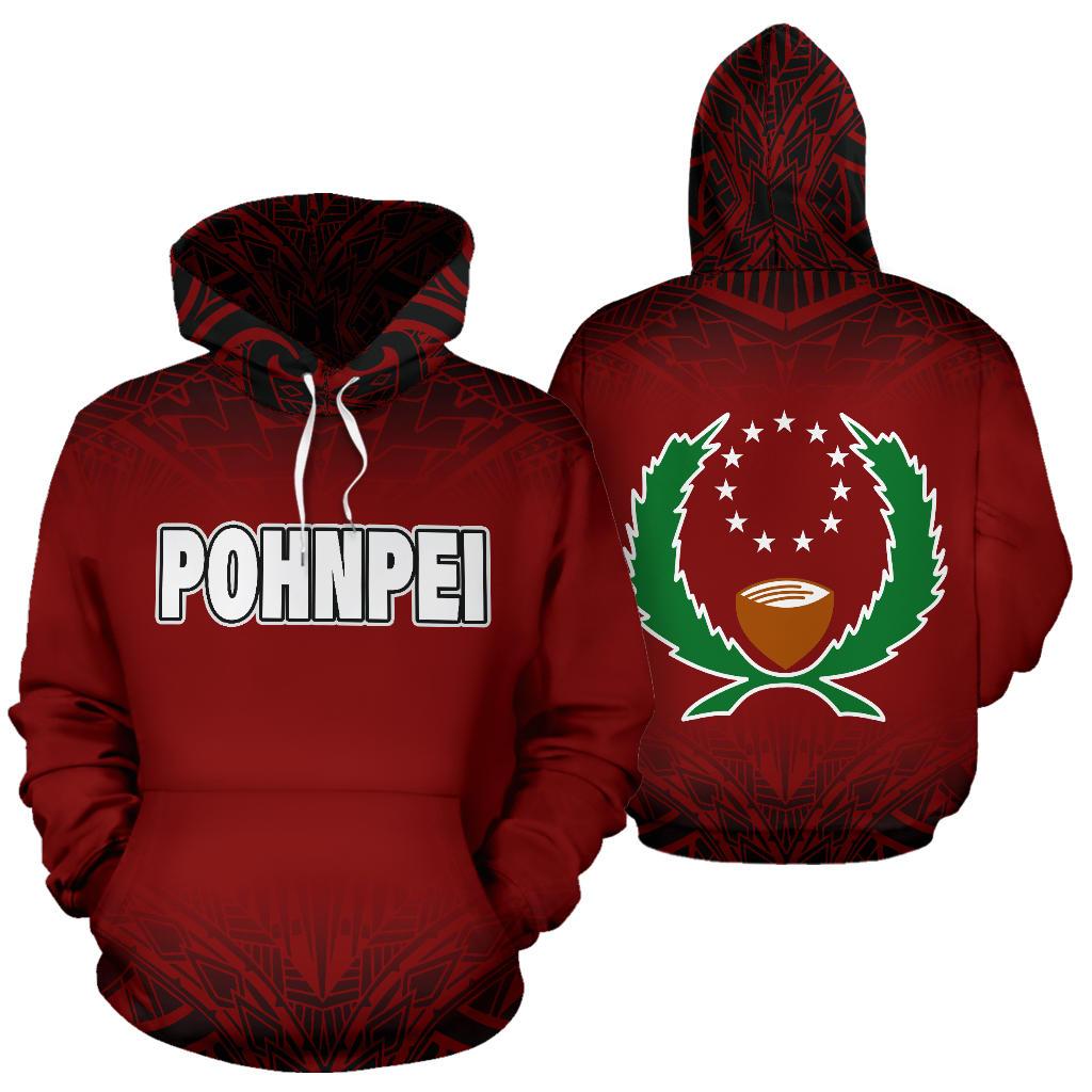 Pohnpei All Over Hoodie Red Fog Style Unisex Red - Polynesian Pride