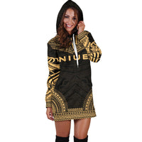 Niue Women's Hoodie Dress - Polynesian Gold Chief - Polynesian Pride