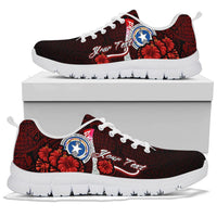 Northern Mariana Islands Polynesian Custom Personalised Sneakers - Coat Of Arm With Hibiscus - Polynesian Pride