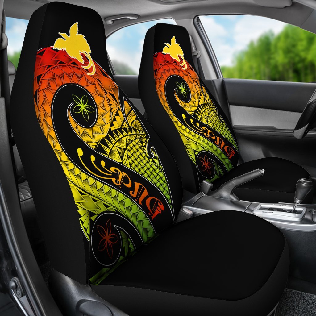 Papua New Guinea Car Seat Covers - PNG Bird And Polynesian Decorative Pattern - Polynesian Pride