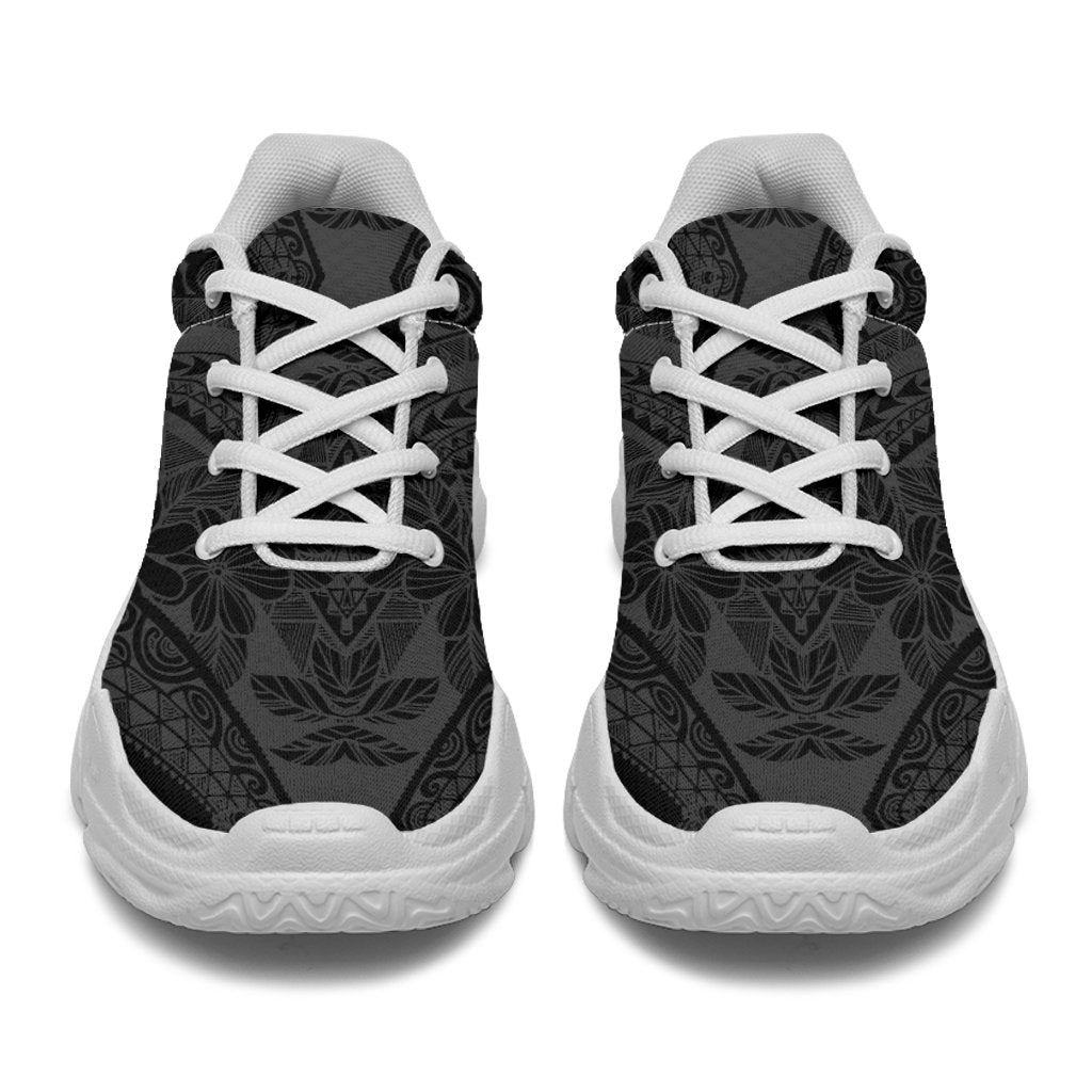 Polynesian Plumeria Mix Gray Black Chunky Sneakers - Polynesian Pride