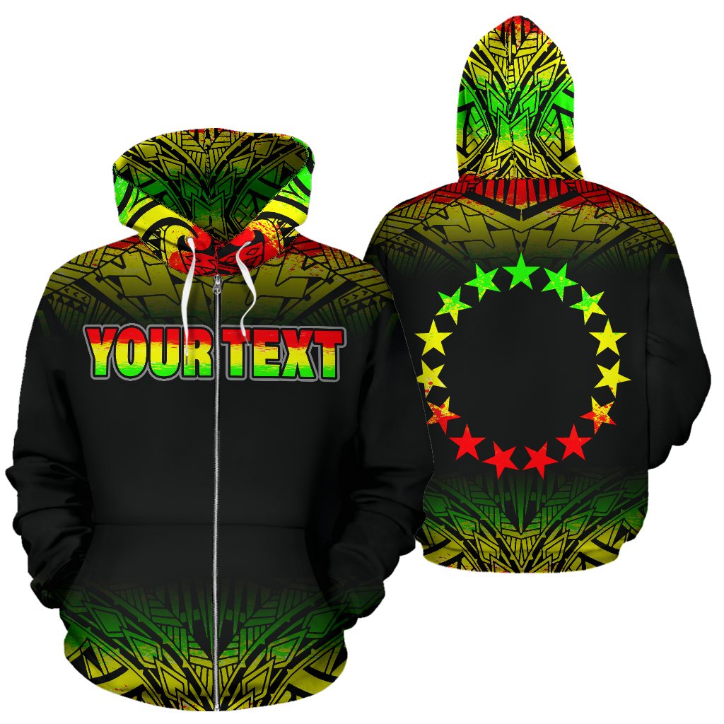 Cook Islands Polynesian Custom Zip up Hoodie Fog Reggae Unisex Reggae - Polynesian Pride