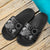 Cook Islands Slide Sandals - Turtle Hibiscus Pattern Black - Polynesian Pride